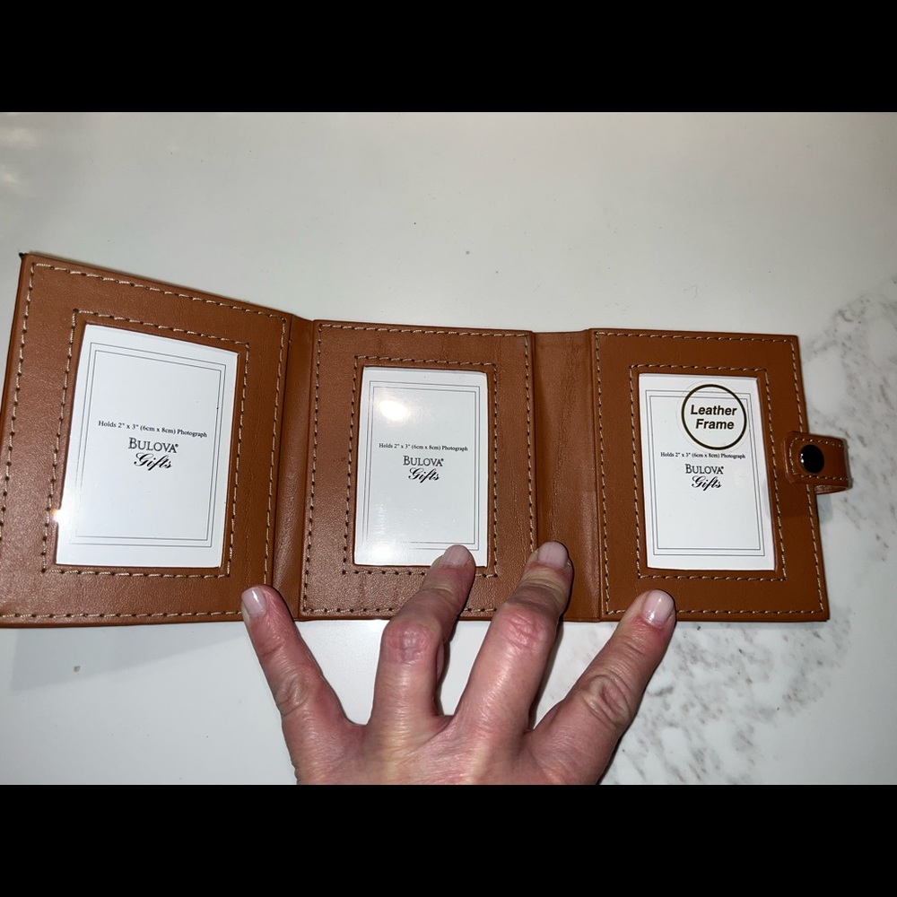 NWOT Caramel colored bulova leather 2x3 frames.  Includes three frames.